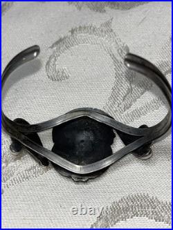 Navajo Sterling Silver Turquoise Stamped Cuff Bracelet 23.5g Navajo Sterling Silver Turquoise Stamped Cuff Bracelet 23.5g