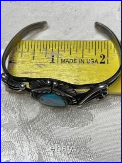 Navajo Sterling Silver Turquoise Stamped Cuff Bracelet 23.5g Navajo Sterling Silver Turquoise Stamped Cuff Bracelet 23.5g