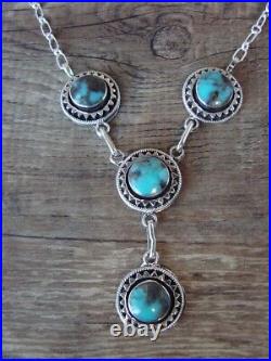 Navajo Sterling Silver & Turquoise Y Link Necklace Verley Betone