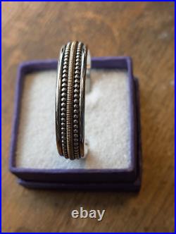 Navajo Sterling Silver Twisted Beaded 12KGF Cuff by Daniel Mike 50g