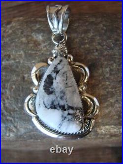 Navajo Sterling Silver & White Buffalo Turquoise Pendant by Yazzie