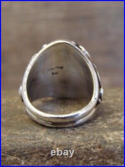Navajo Sterling Silver & White Buffalo Turquoise Ring by Morgan Size 9