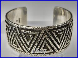 Navajo Sterling Silver Wide Cuff Signed FD 66g