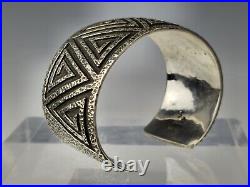 Navajo Sterling Silver Wide Cuff Signed FD 66g