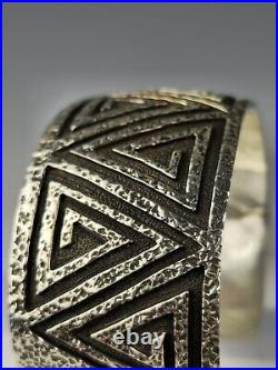 Navajo Sterling Silver Wide Cuff Signed FD 66g