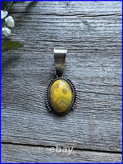 Navajo Sterling Silver Yellow Bumblebee Jasper Pendant RB