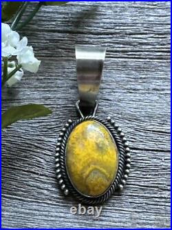 Navajo Sterling Silver Yellow Bumblebee Jasper Pendant RB