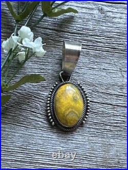 Navajo Sterling Silver Yellow Bumblebee Jasper Pendant RB