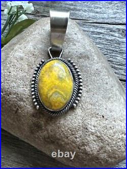 Navajo Sterling Silver Yellow Bumblebee Jasper Pendant RB