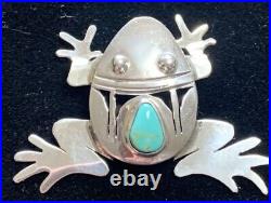 Navajo Sterling Silver turquoise Frog Pendant Bennie Ration