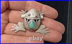 Navajo Sterling Silver turquoise Frog Pendant Bennie Ration