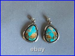 Navajo Sterling Silver with Natural Ojo Turquoise Earrings. 1 1/8 Drop