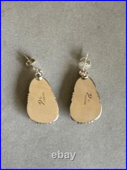 Navajo Sterling Silver with Natural Ojo Turquoise Earrings. 1 1/8 Drop