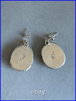 Navajo Sterling Silver with Natural Ojo Turquoise Earrings 1 1/8 Drop