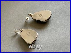 Navajo Sterling Silver with Natural Ojo Turquoise Earrings. 1 1/8 Drop