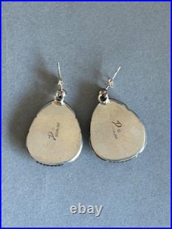 Navajo Sterling Silver with Natural Ojo Turquoise Earrings. 1 1/8 Drop