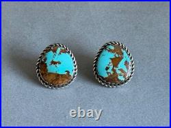 Navajo Sterling Silver with Natural Ojo Turquoise Stud Earrings. 7/8 Tall