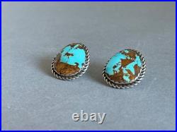 Navajo Sterling Silver with Natural Ojo Turquoise Stud Earrings. 7/8 Tall