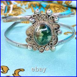 Navajo Sterling Turquoise Cuff Bracelet Signed Filigree Silver Unique Handmade