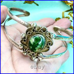 Navajo Sterling Turquoise Cuff Bracelet Signed Filigree Silver Unique Handmade