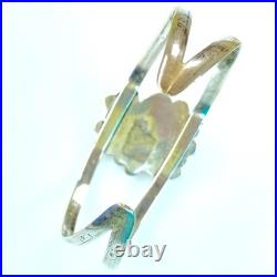 Navajo Sterling Turquoise Cuff Bracelet Signed Filigree Silver Unique Handmade
