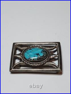 Navajo Sterling belt buckle set with massive Turquoise stone Navajo Sterling belt buckle set with massive Turquoise stone