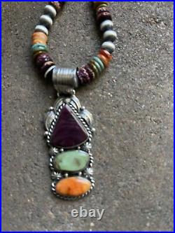 Navajo Sterling silver Multistone pendant necklace