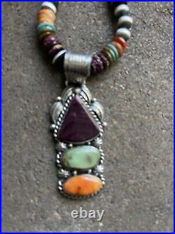 Navajo Sterling silver Multistone pendant necklace