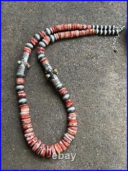 Navajo Sterling silver Spinyoyster bead necklace 26 Inch