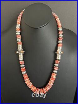 Navajo Sterling silver Spinyoyster bead necklace 26 Inch