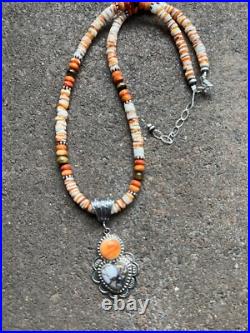 Navajo Sterling silver Spinyoyster necklace pendant