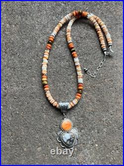 Navajo Sterling silver Spinyoyster necklace pendant