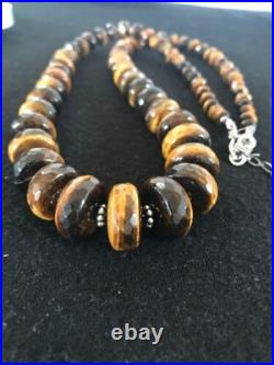 Navajo Tigers Eye & Picture Jasper Graduated Necklace Sterling Silver 26 1121