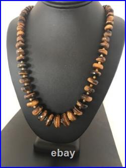 Navajo Tigers Eye & Picture Jasper Graduated Necklace Sterling Silver 26 1121
