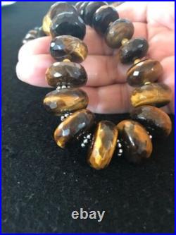Navajo Tigers Eye & Picture Jasper Graduated Necklace Sterling Silver 26 1121