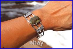 Navajo Turquoise Bracelet Signed Sterling Silver NA Jewelry Women's sz 6.75in