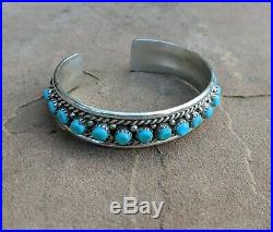 Navajo Turquoise Bracelet Vintage John Mike Native American Cuff Sterling Silver