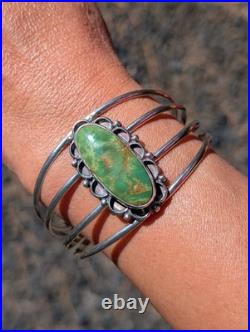 Navajo Turquoise Bracelet by Junior Begay Sterling Silver Size 6.75 Handmade