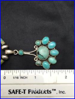 Navajo Turquoise Cluster Pendant Necklace Sterling Silver 20 4079