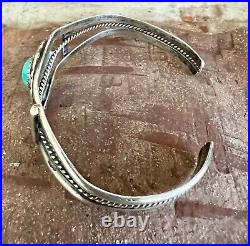 Navajo Turquoise Cuff Bracelet Sterling Silver Signed LH