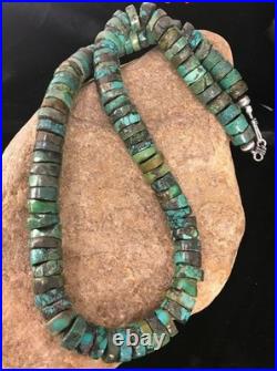 Navajo Turquoise Heishi Bead Necklace 12mm Sterling Silver 20 3406