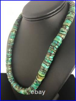 Navajo Turquoise Heishi Bead Necklace 12mm Sterling Silver 20 3406