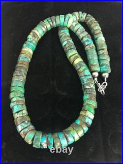 Navajo Turquoise Heishi Bead Necklace 12mm Sterling Silver 20 3406