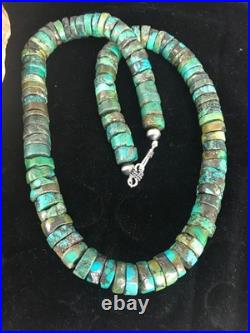 Navajo Turquoise Heishi Bead Necklace 12mm Sterling Silver 20 3406