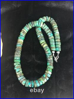 Navajo Turquoise Heishi Bead Necklace 12mm Sterling Silver 20 3406