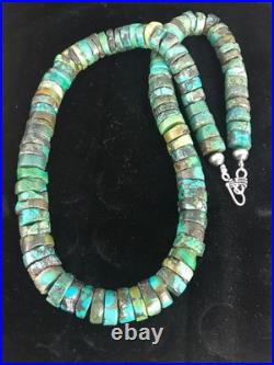 Navajo Turquoise Heishi Bead Necklace 12mm Sterling Silver 20 3406