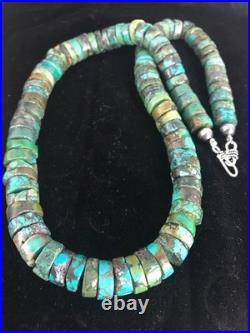 Navajo Turquoise Heishi Bead Necklace 12mm Sterling Silver 20 3406 Navajo Turquoise Heishi Bead Necklace 12mm Sterling Silver 20 3406