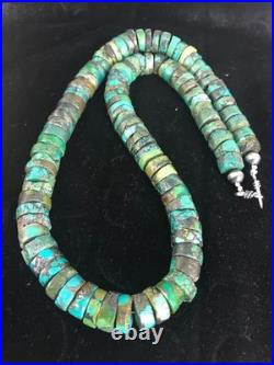Navajo Turquoise Heishi Bead Necklace 12mm Sterling Silver 20 3406