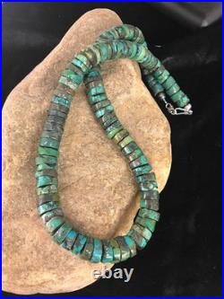 Navajo Turquoise Heishi Bead Necklace 12mm Sterling Silver 20 3406