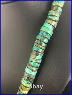 Navajo Turquoise Heishi Bead Necklace 12mm Sterling Silver 20 3406